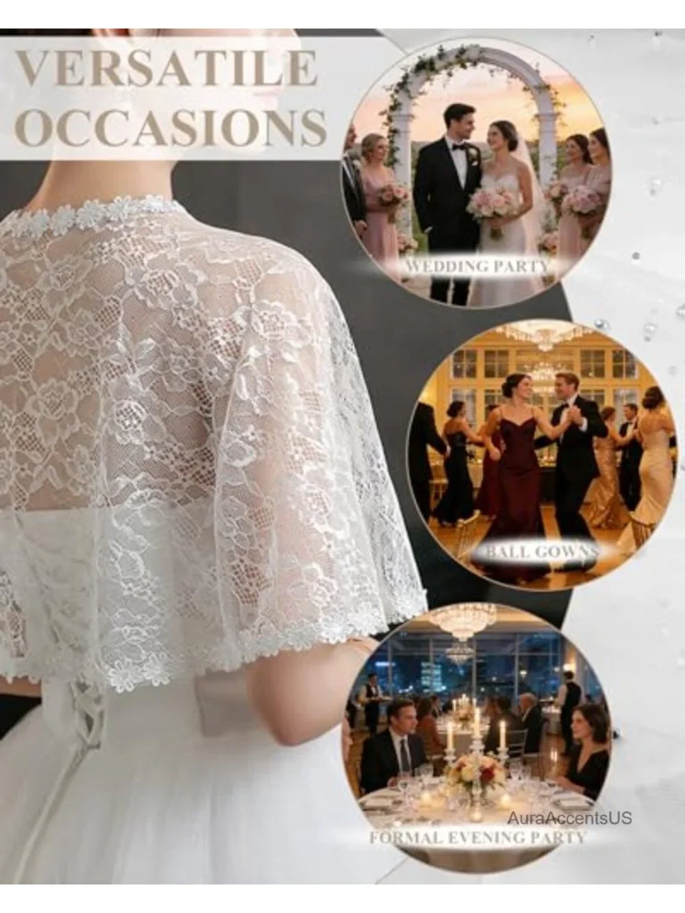 Elegant Lace Cape Shawl Wrap for Bridal Evening Dresses
